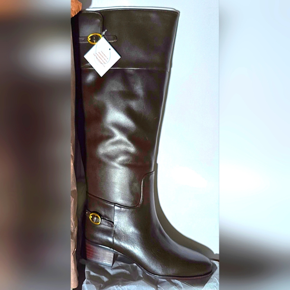**NEW** Franco Sarto Jazrin Womens Dk Brown Wide Calf Tall Riding Boots, Sz 5.5